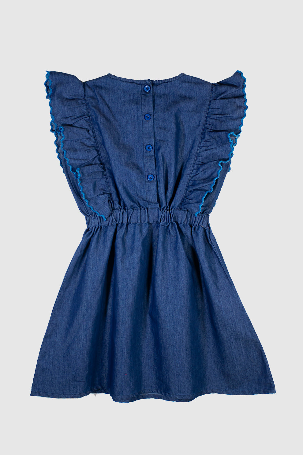 Girls Chambray Frock With Elasticated Waist Band