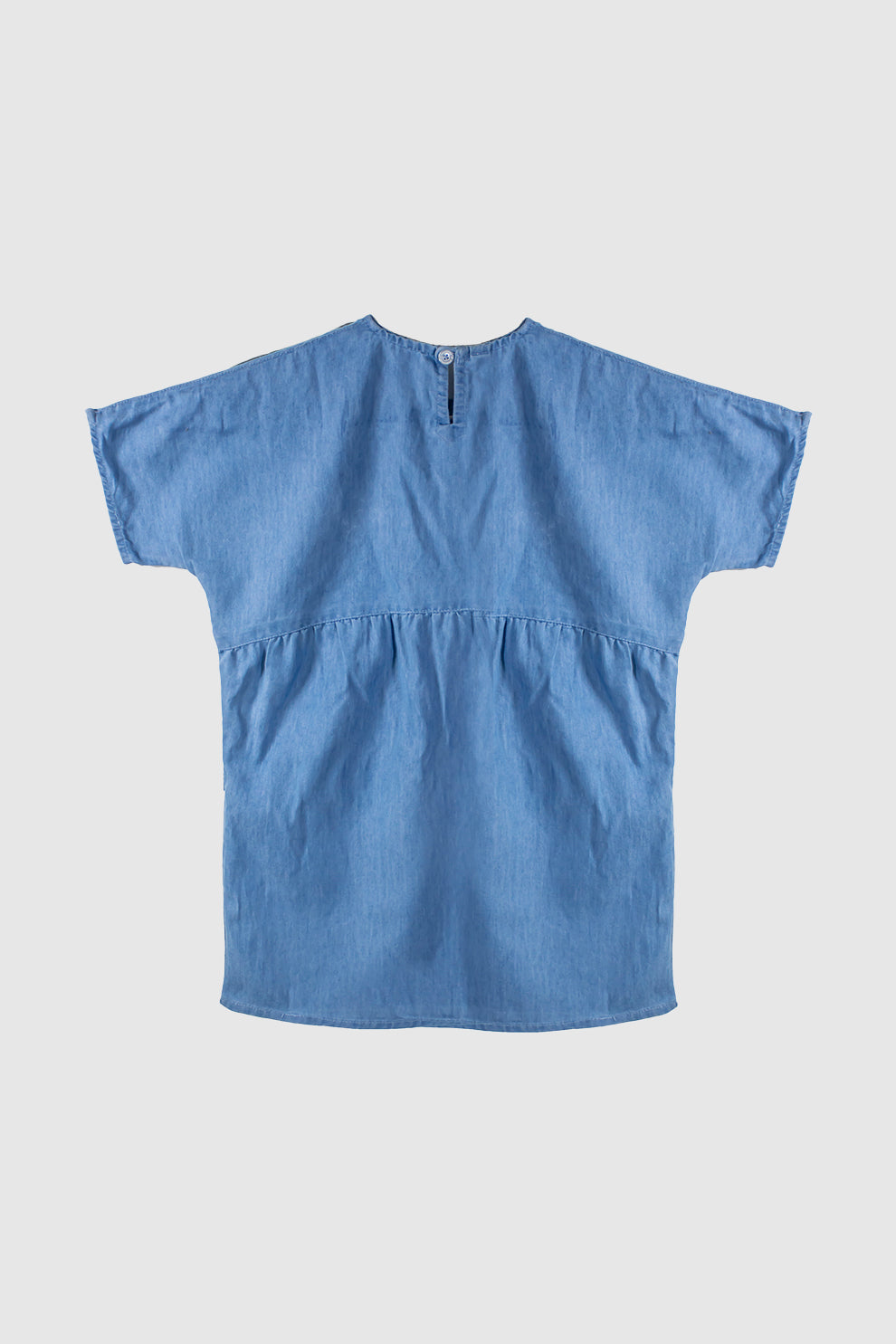 Girls Chambray Top With Embroidery On Chest