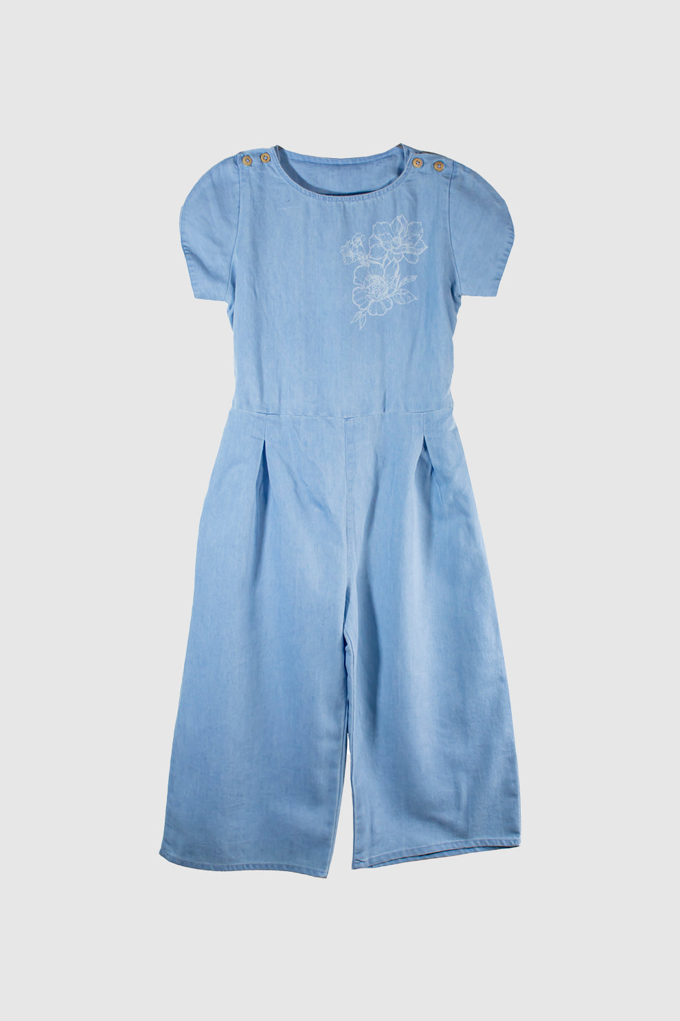 Girls Printed Denim Dungaree