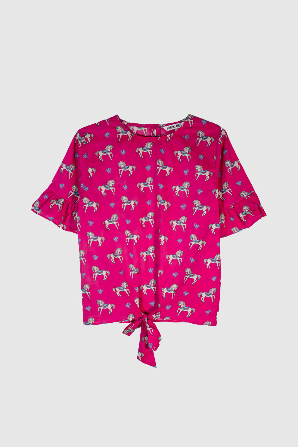 GIRLS PRINTED TOP WITH TIE KNOT