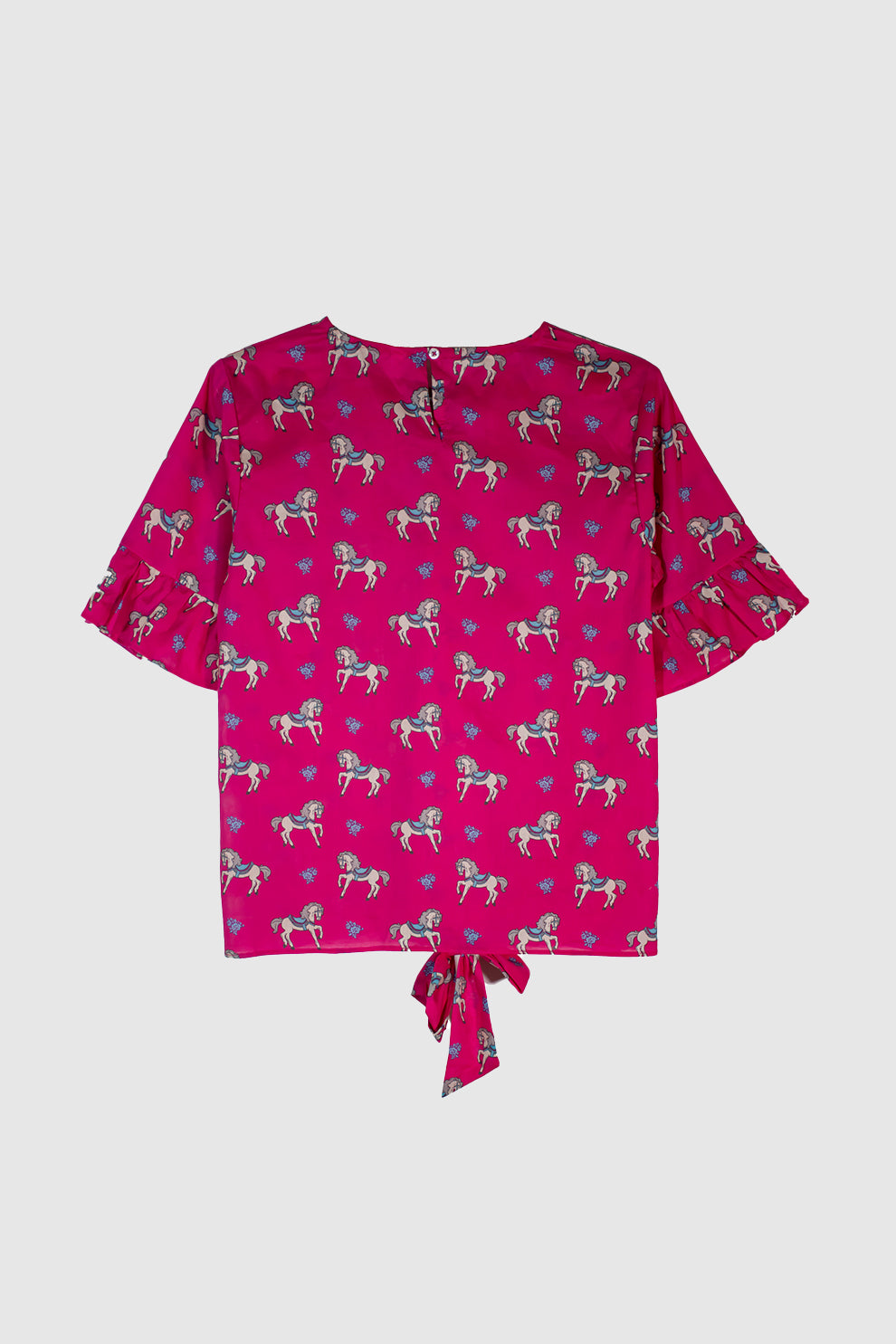 GIRLS PRINTED TOP WITH TIE KNOT
