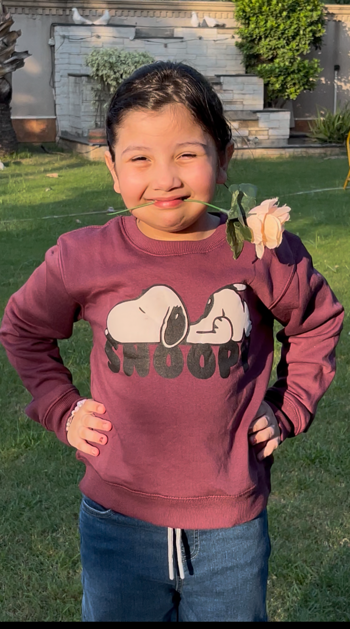 Girls Purple Sweatshirt with Snoopy Printing