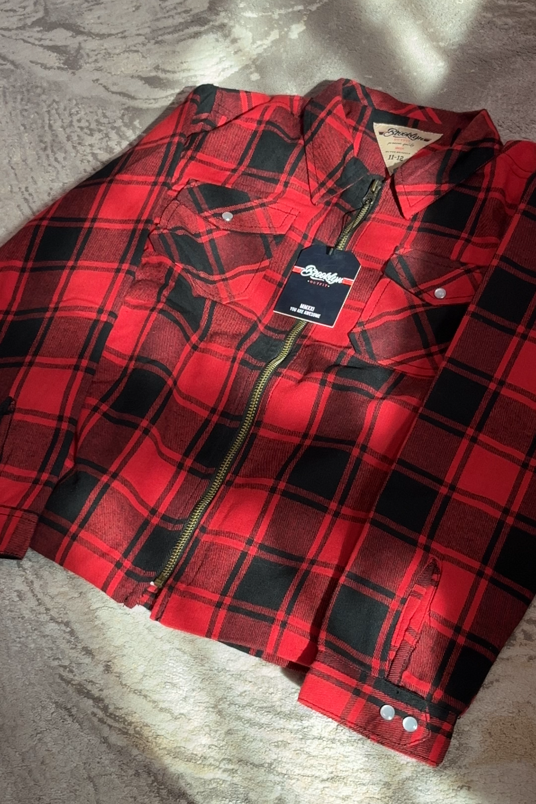 Red & Black Plaid Sherpa-Lined Jacket