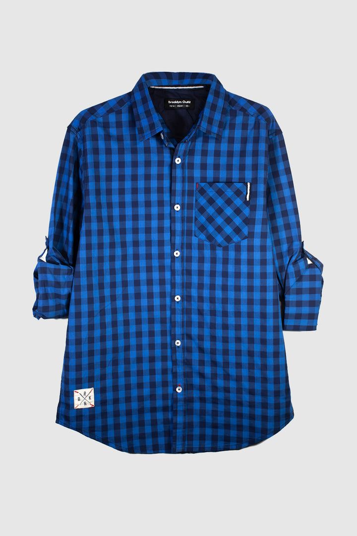 MEN CHECK SHIRT WITH POCKET ON CHEST