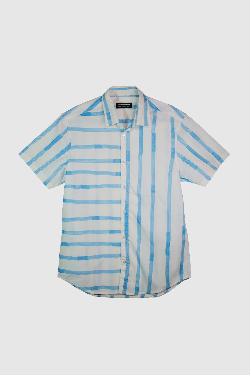 MEN WHITE/BLUE STRIPER SHIRT