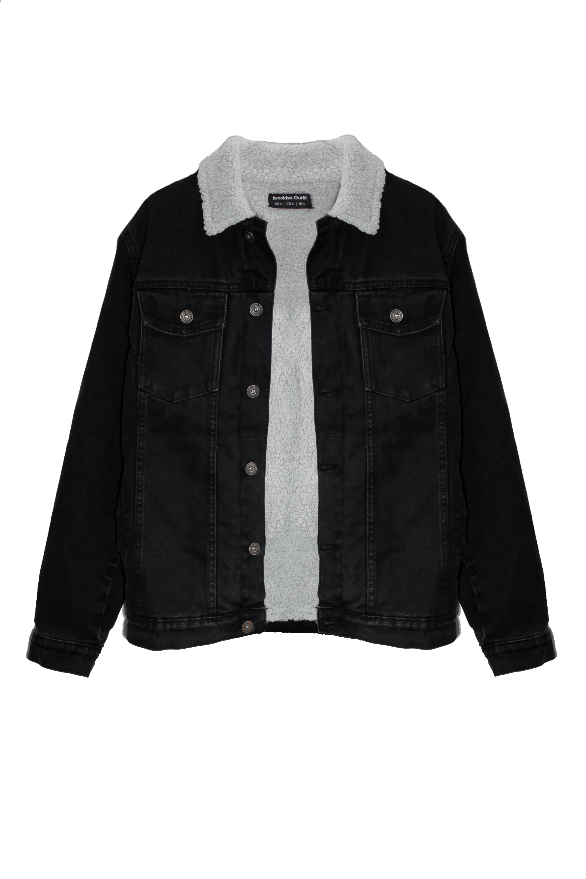 Black Denim Jacket with Sherpa Lining