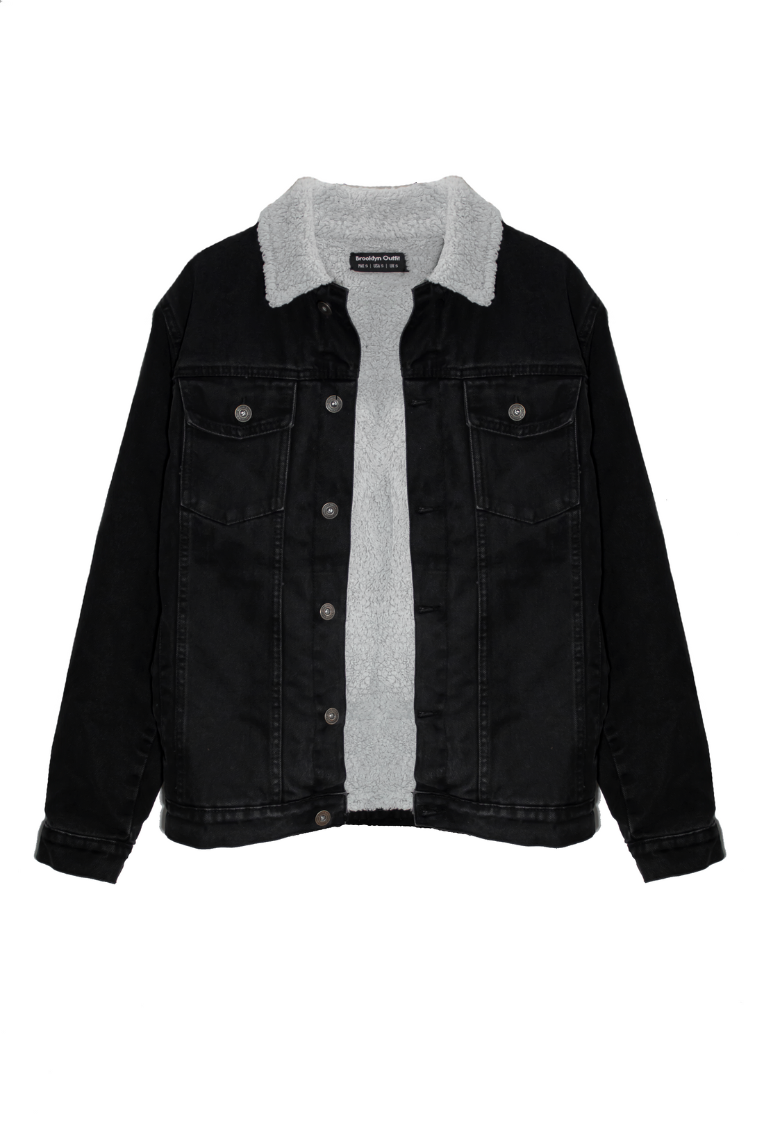 Black Denim Jacket with Sherpa Lining