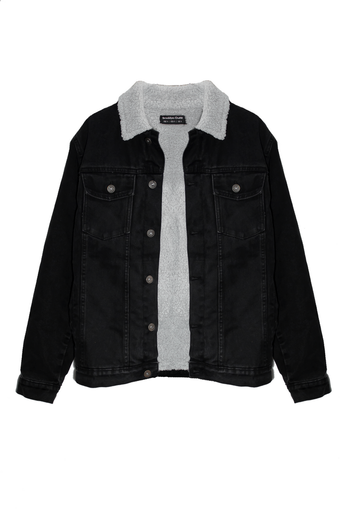 Black Denim Jacket with Sherpa Lining
