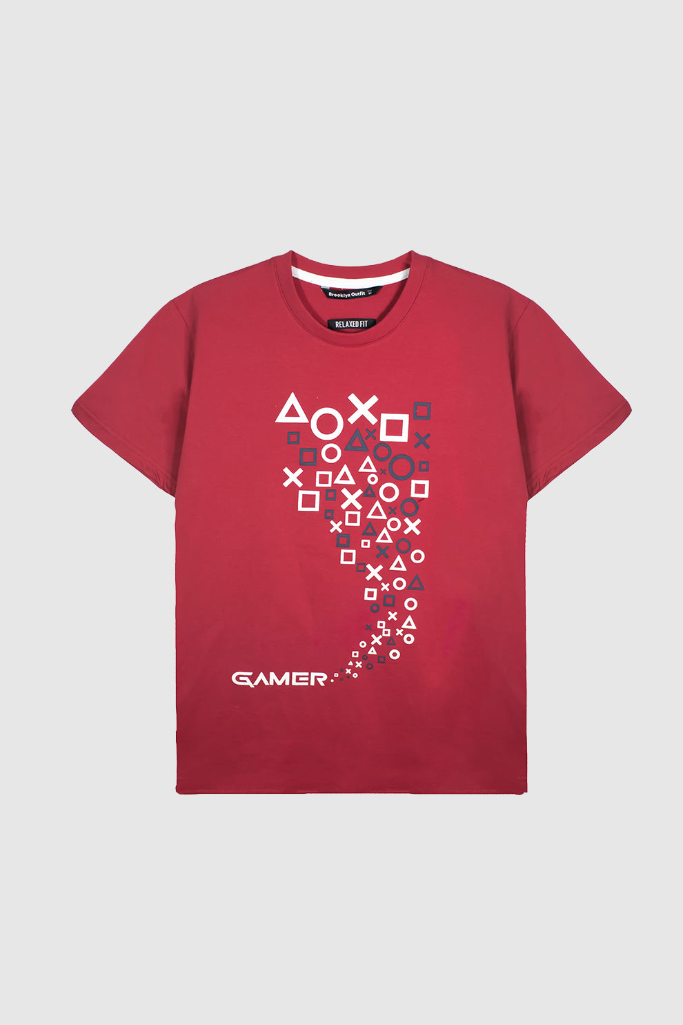 Men Relaxed Fit Red T-Shirt with Play Station Graphic
