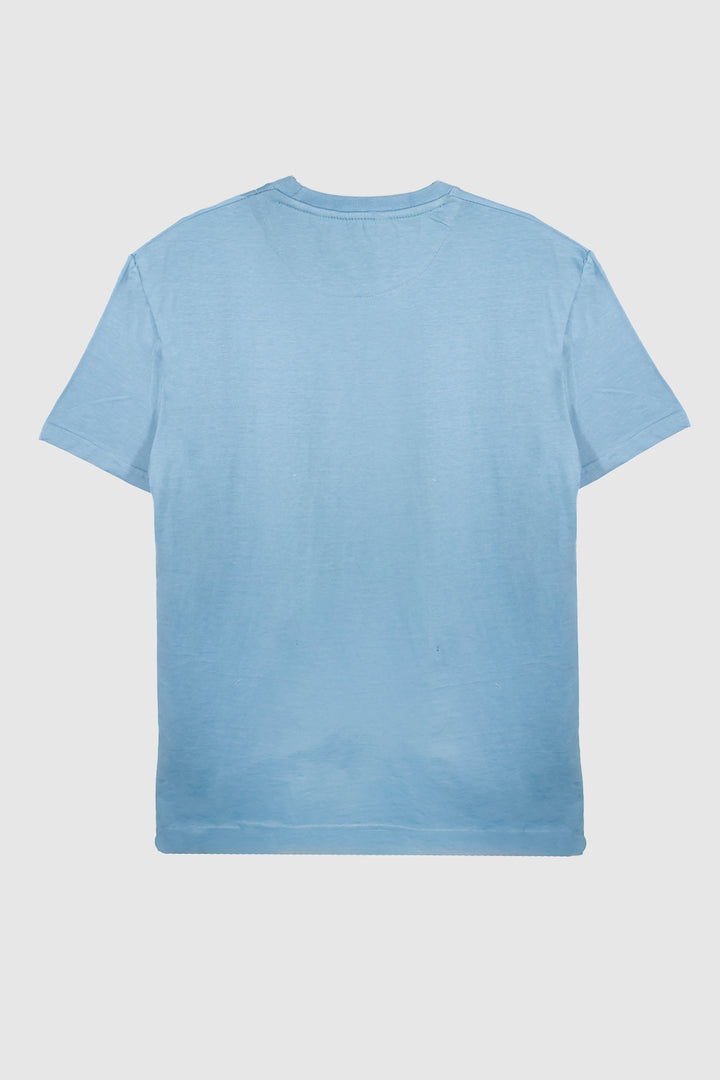 Men Relaxed Fit Moose Blue T-Shirt With Slogan Graphic