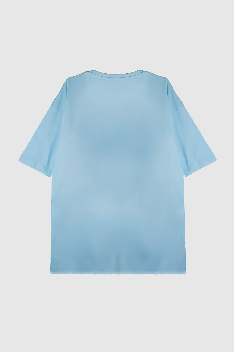 Men Relaxed Fit Lt-Blue T-Shirt With Lining Printing