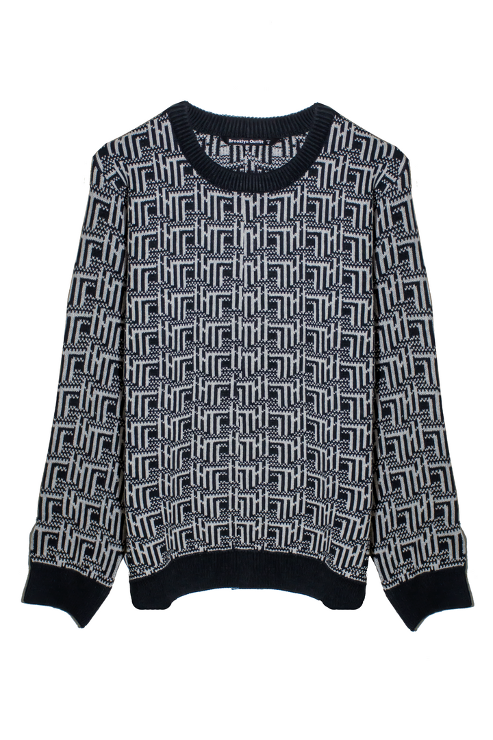 Black & White Geometric Pattern Sweater