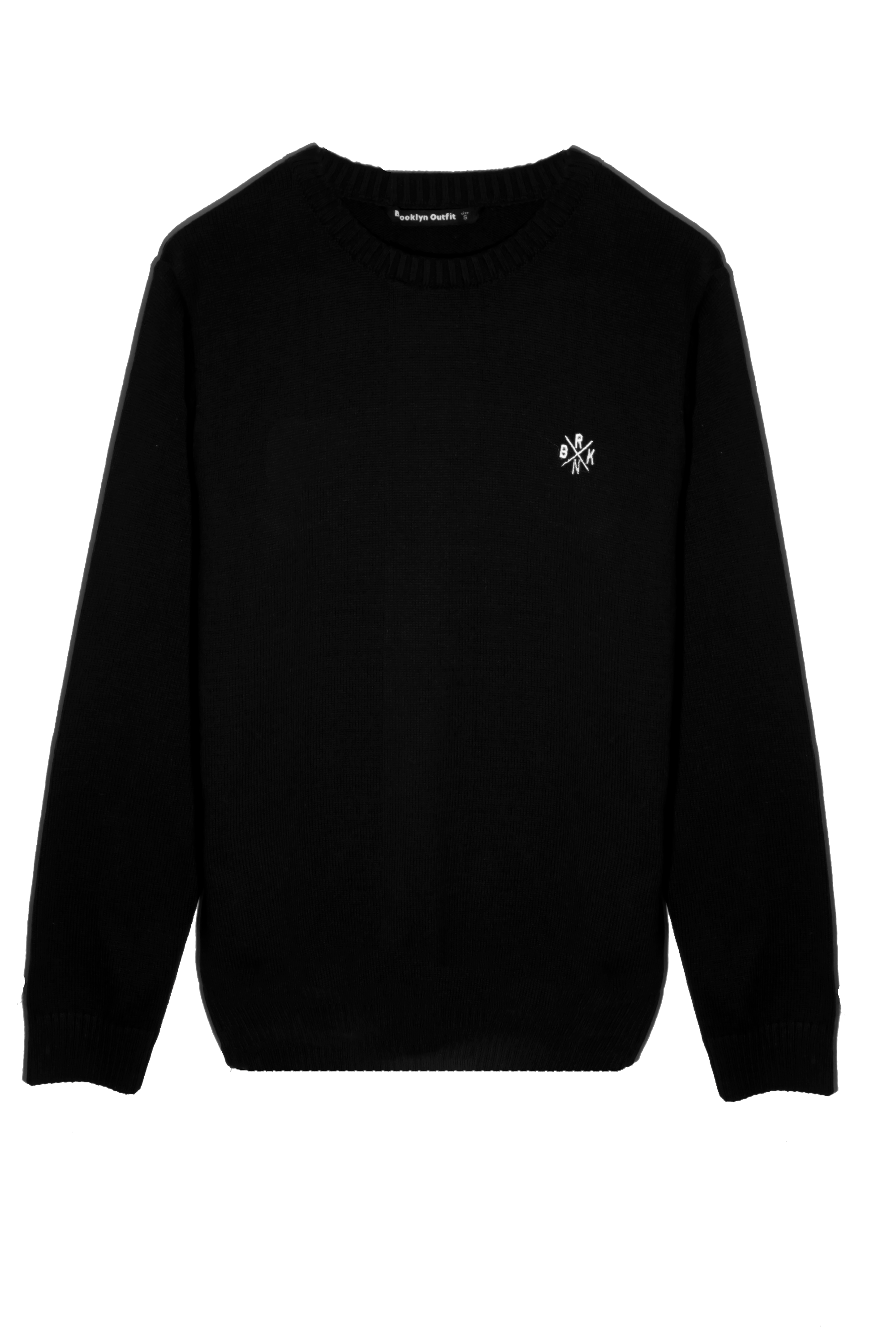 Black Crew Neck Sweatshirt with Embroidered Logo