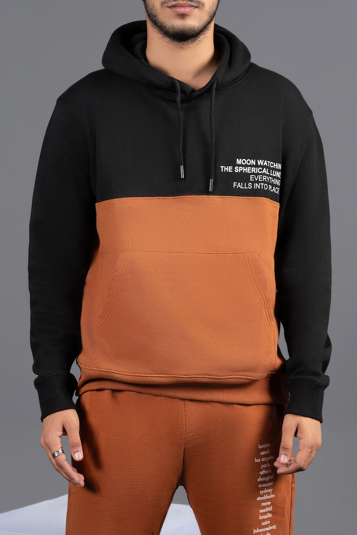 Black & Tan Color Block Hoodie