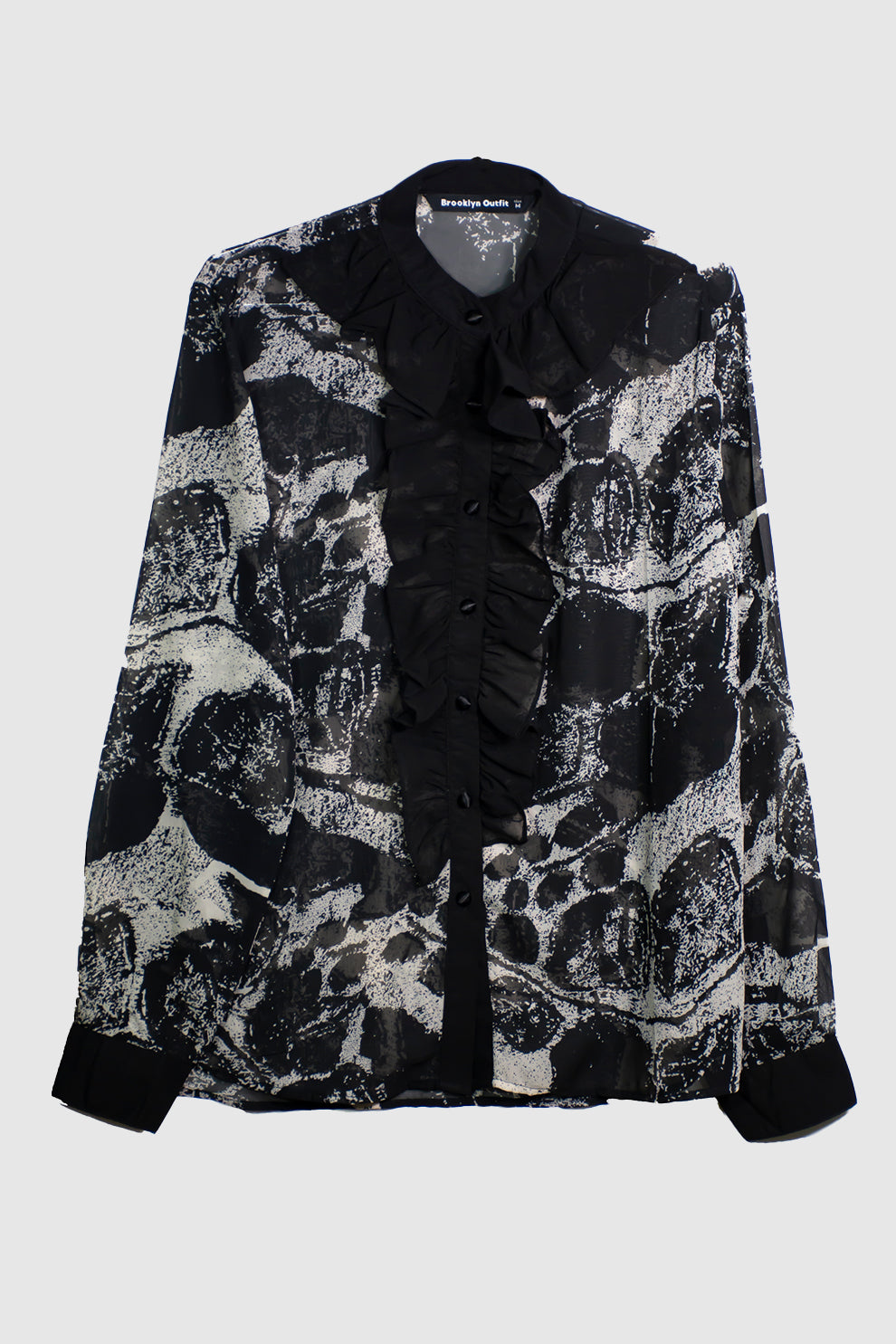 Women Printed Chiffon Top With Ruffles