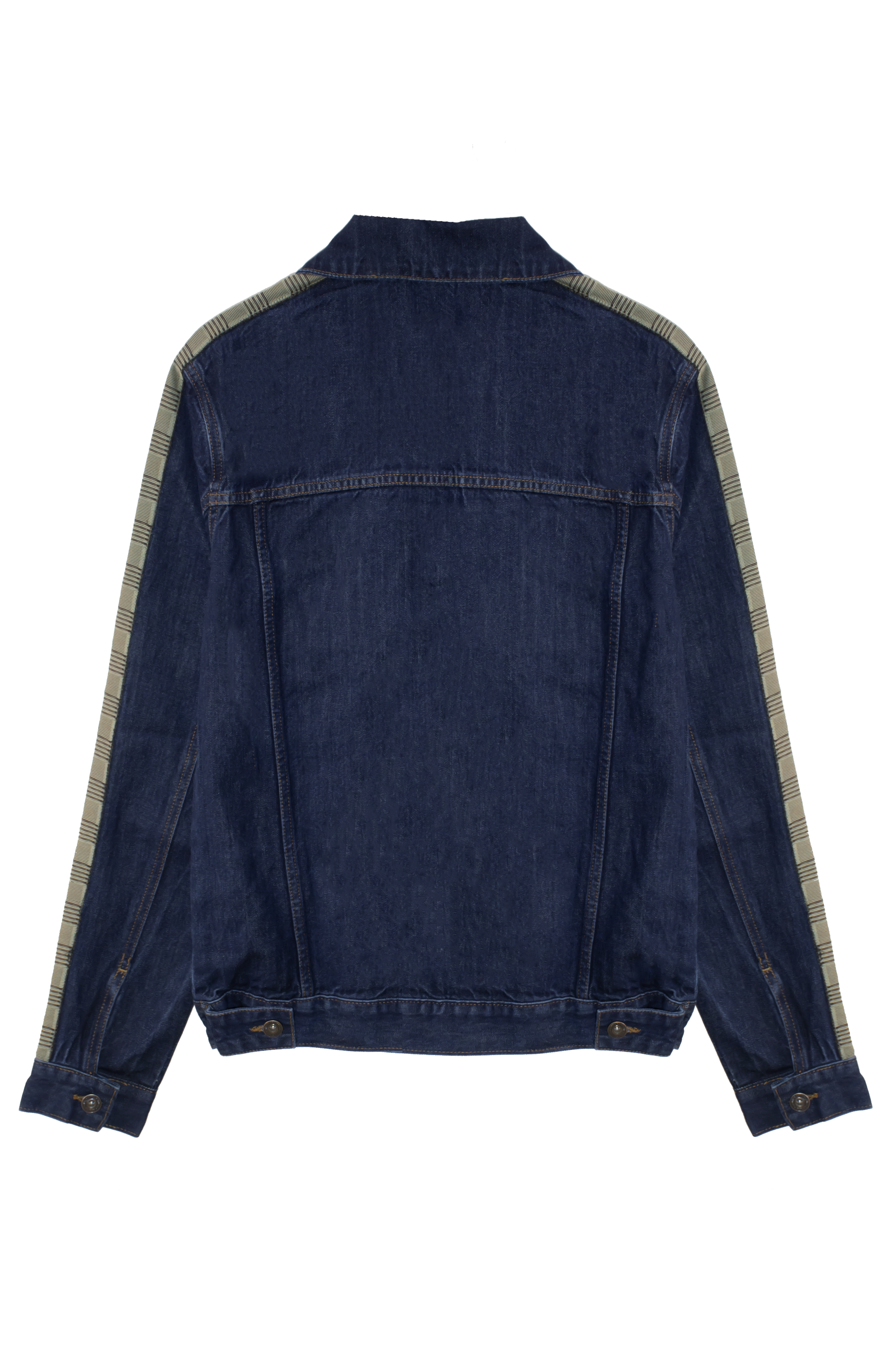 Men's Navy Jacket with Checkered Sleeves