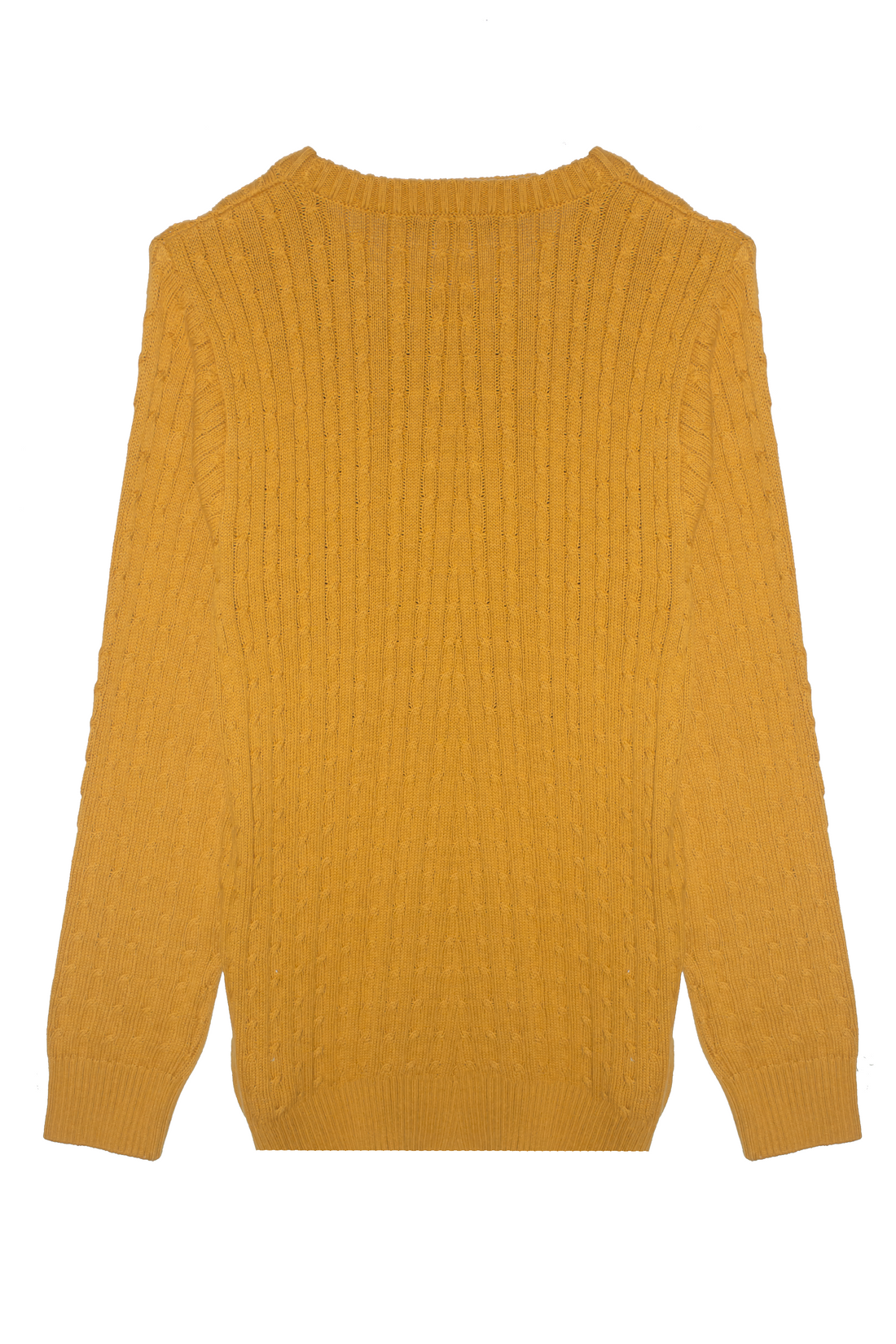 Cable Knit Crew Neck Sweater - Mustard