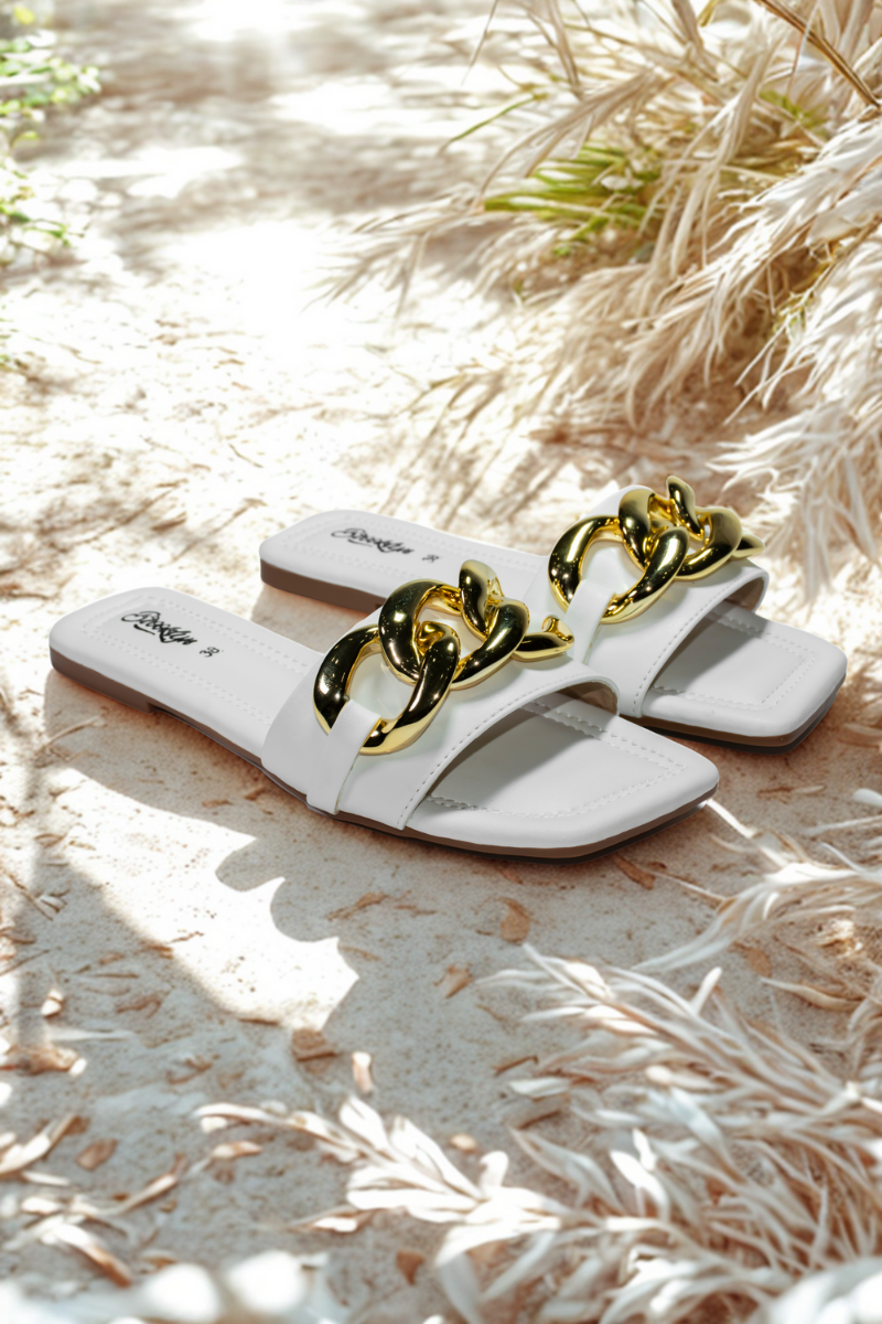 Elegant Gold Chain Slide Sandals